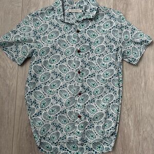 Outerknown Blue and White Floral Pattern Shirt